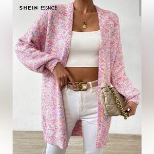 SHEIN Pink Multicolor Knit Cardigan